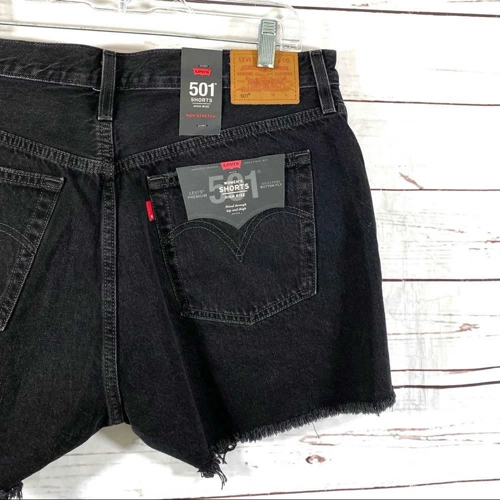 Levis 501 Shorts High Rise Distressed Size 33 - Picture 5 of 11